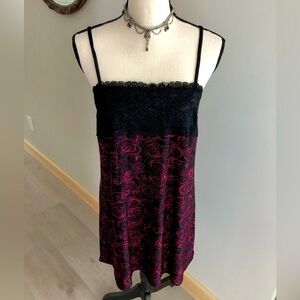 Vintage George Black Lace Chemise Nightgown Size Medium